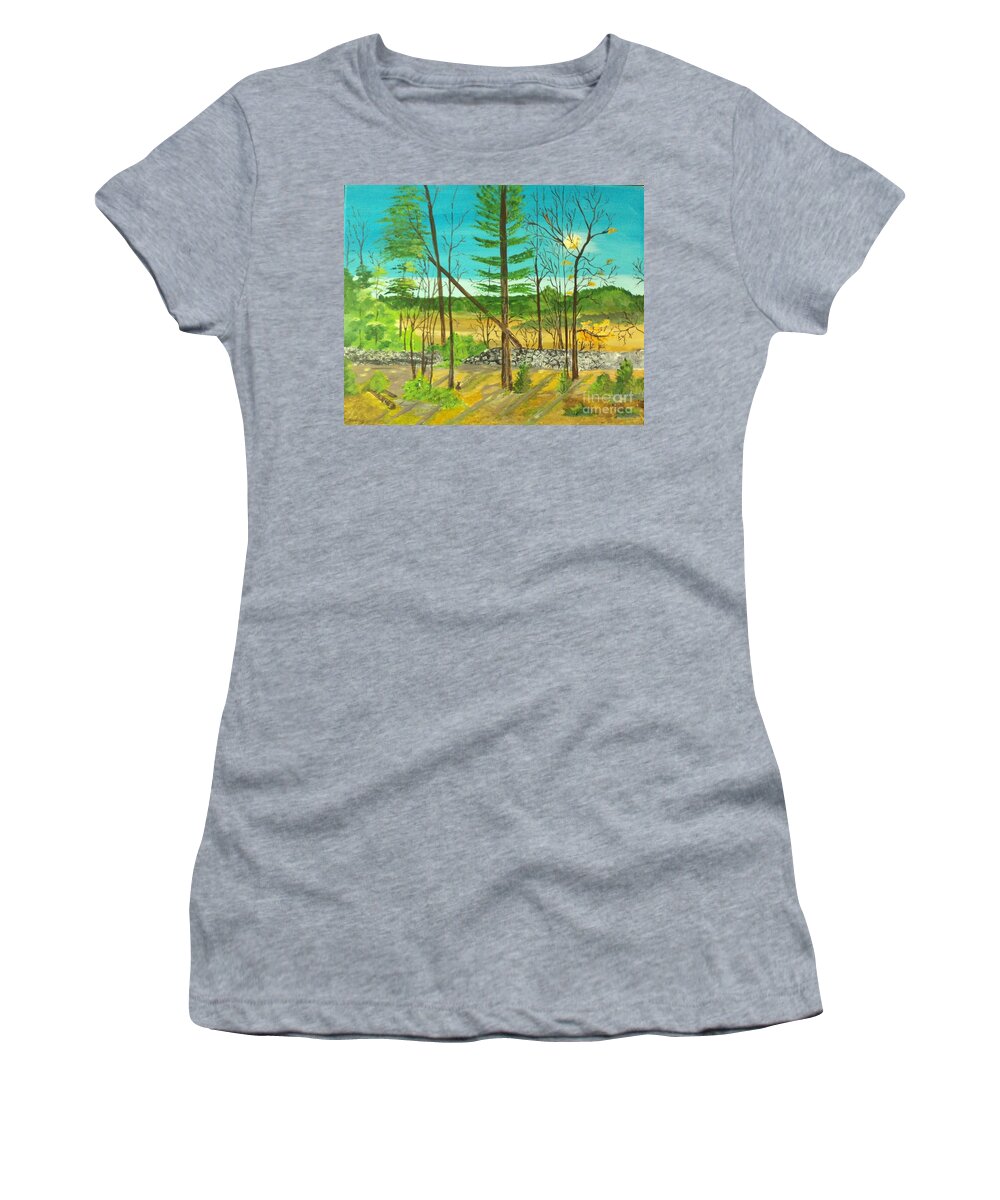Landscape Women's T-Shirt featuring the painting Mass. Woods Trail # 184 by Donald Northup