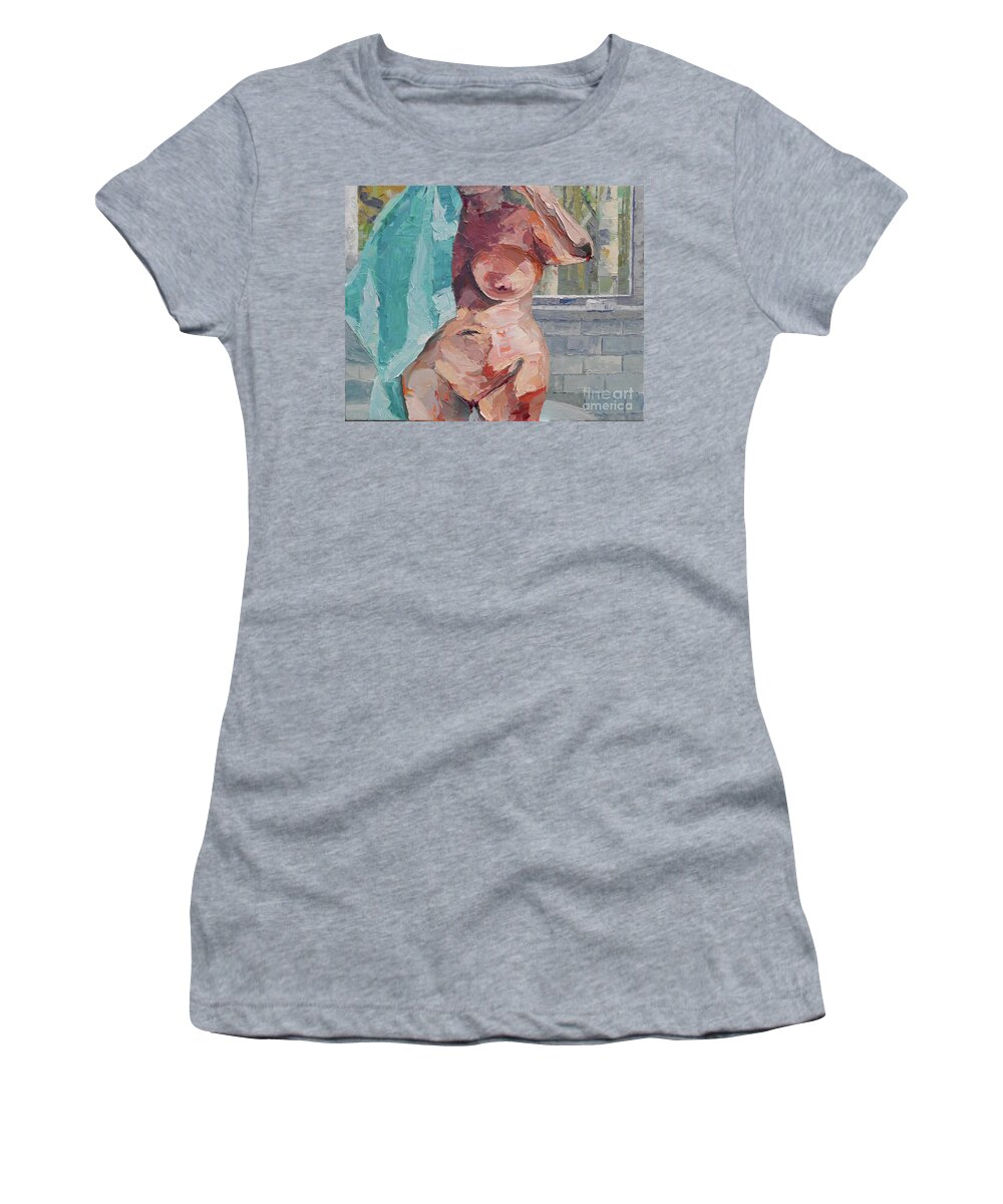 Nude Women's T-Shirt featuring the painting Master Bath by PJ Kirk
