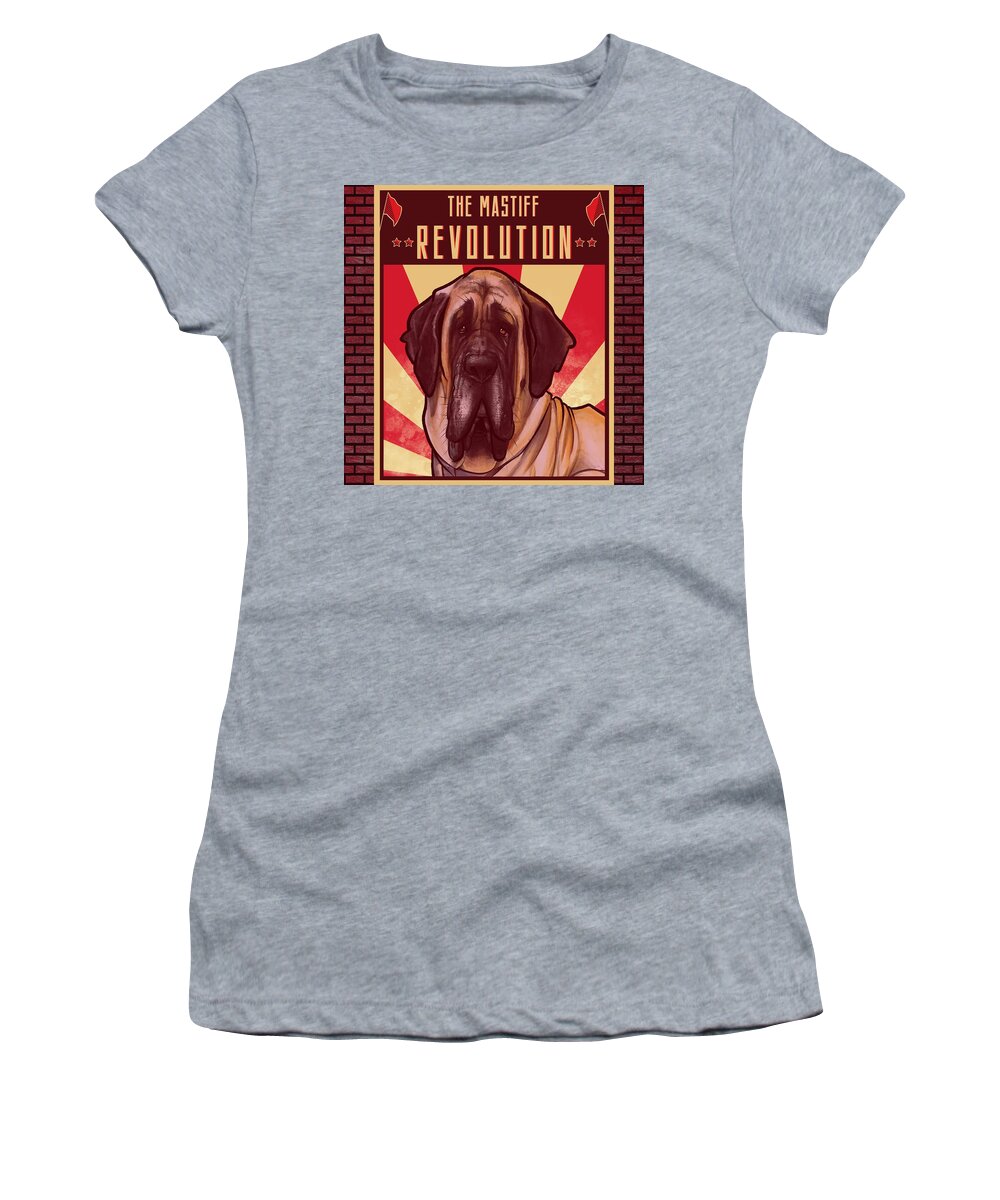 Mastiff Women's T-Shirt featuring the drawing Mastiff REVOLUTION by John LaFree