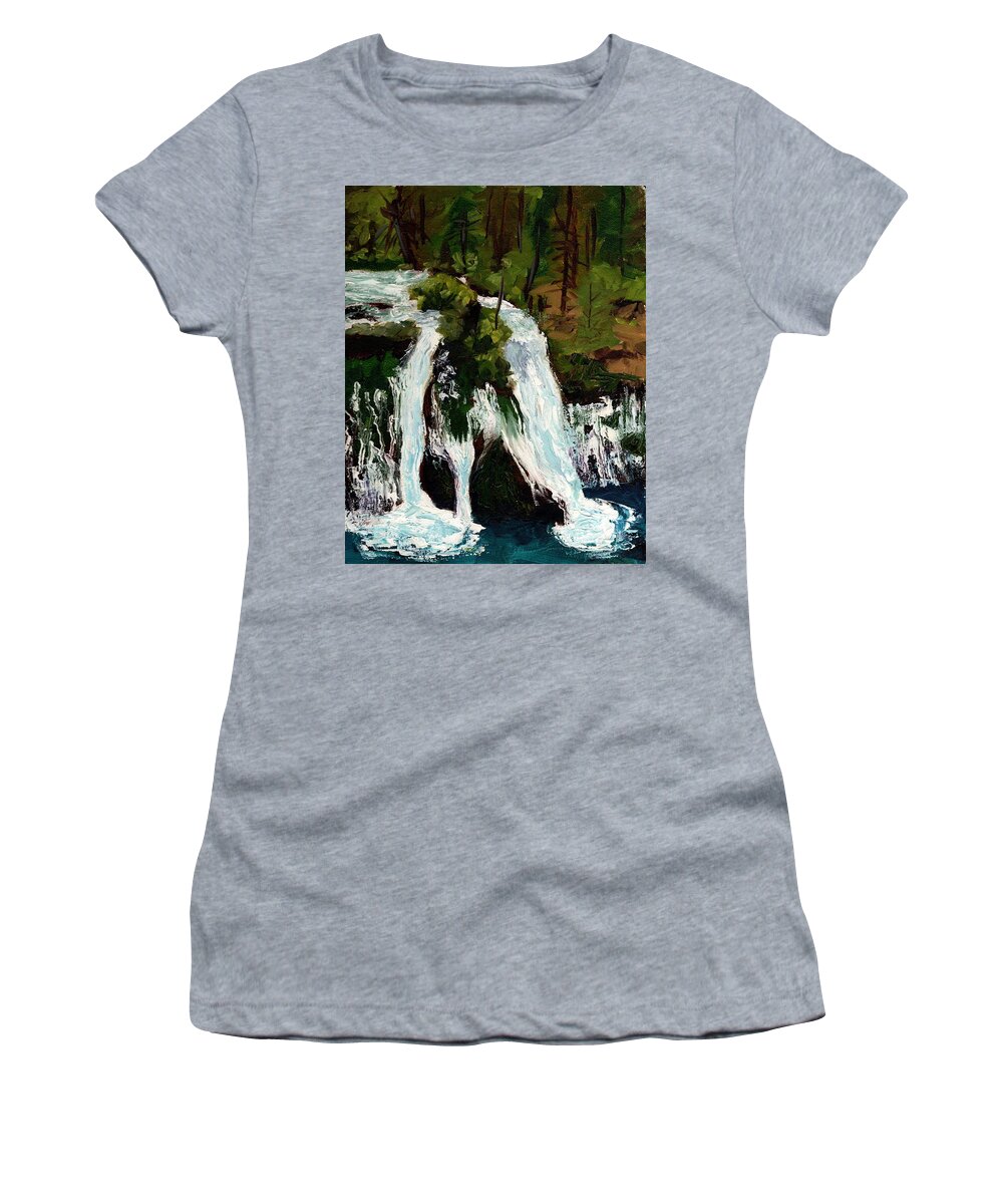 Waterfall Women's T-Shirt featuring the painting McArthur-Burney Falls II by Alice Leggett