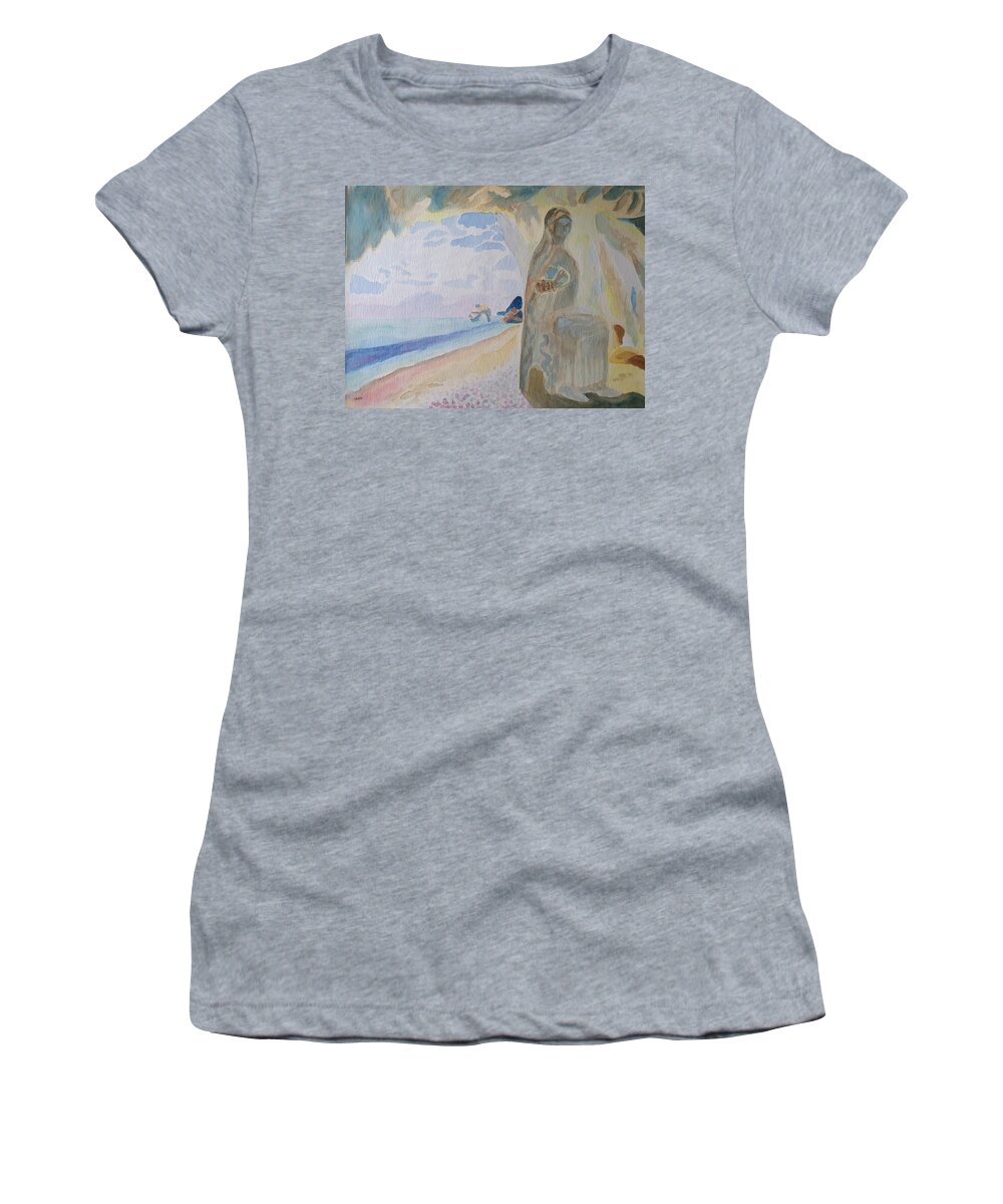 Sculpture Women's T-Shirt featuring the painting Mediterranean Dream Cave by Enrico Garff