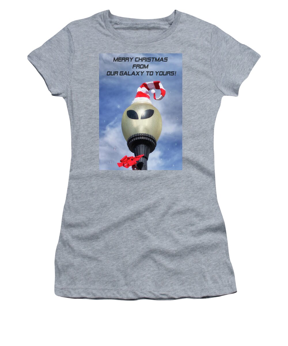 Roswell Nm Women's T-Shirt featuring the photograph Merry Christmas from Roswell by Susan Rissi Tregoning