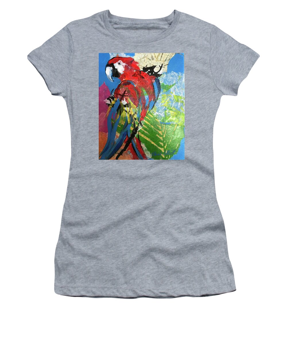 Elaineelliottart Women's T-Shirt featuring the painting Mexico Macaw III by Elaine Elliott