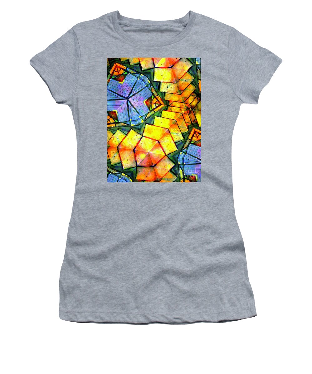 Optics Euphoria Stain Glass Women's T-Shirt featuring the digital art MezzMe by Glenn Hernandez