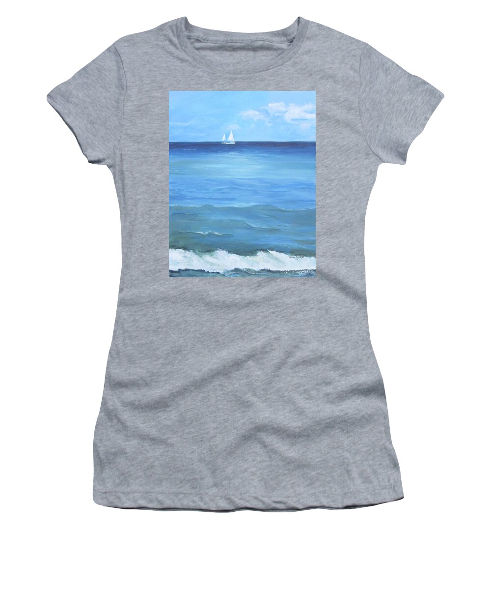 Ocean Women's T-Shirt featuring the painting Miami Sail by Paula Pagliughi