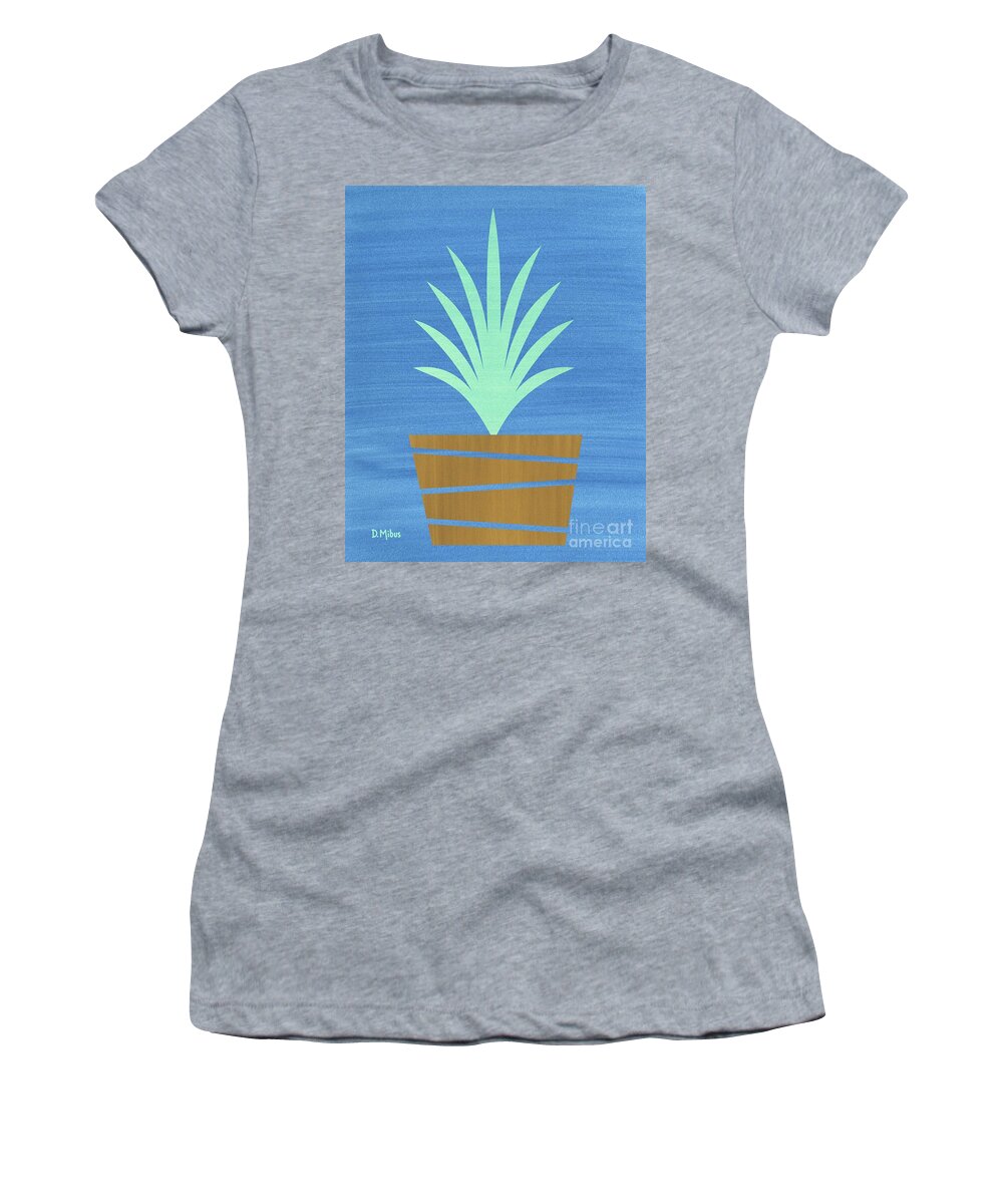 Mid Century Modern Women's T-Shirt featuring the mixed media Mid Century Modern Succulent 2 by Donna Mibus