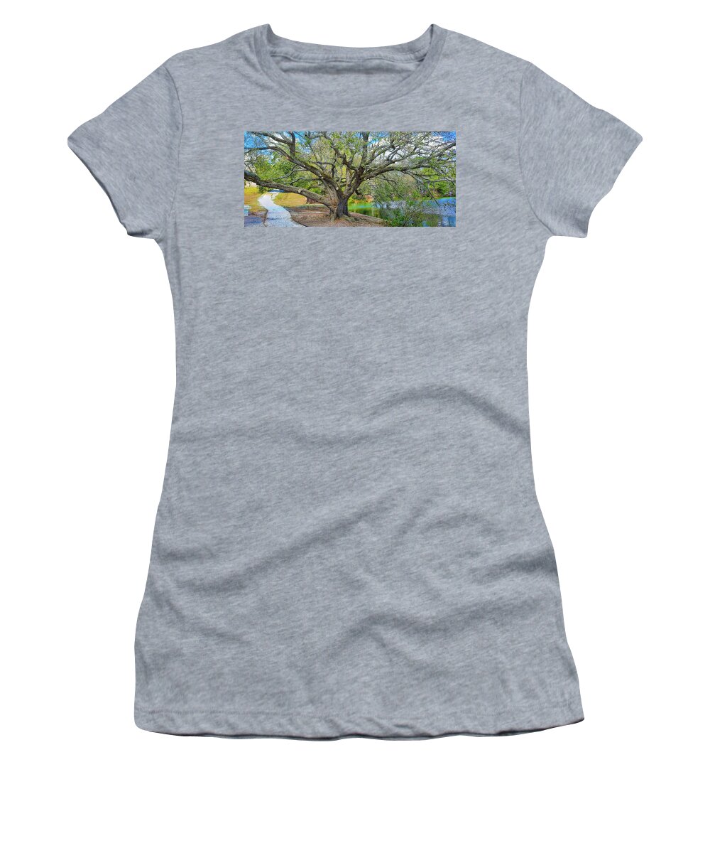 Oak Women's T-Shirt featuring the photograph Mighty Old Live Oak at the Mariners Museum and Park by Ola Allen