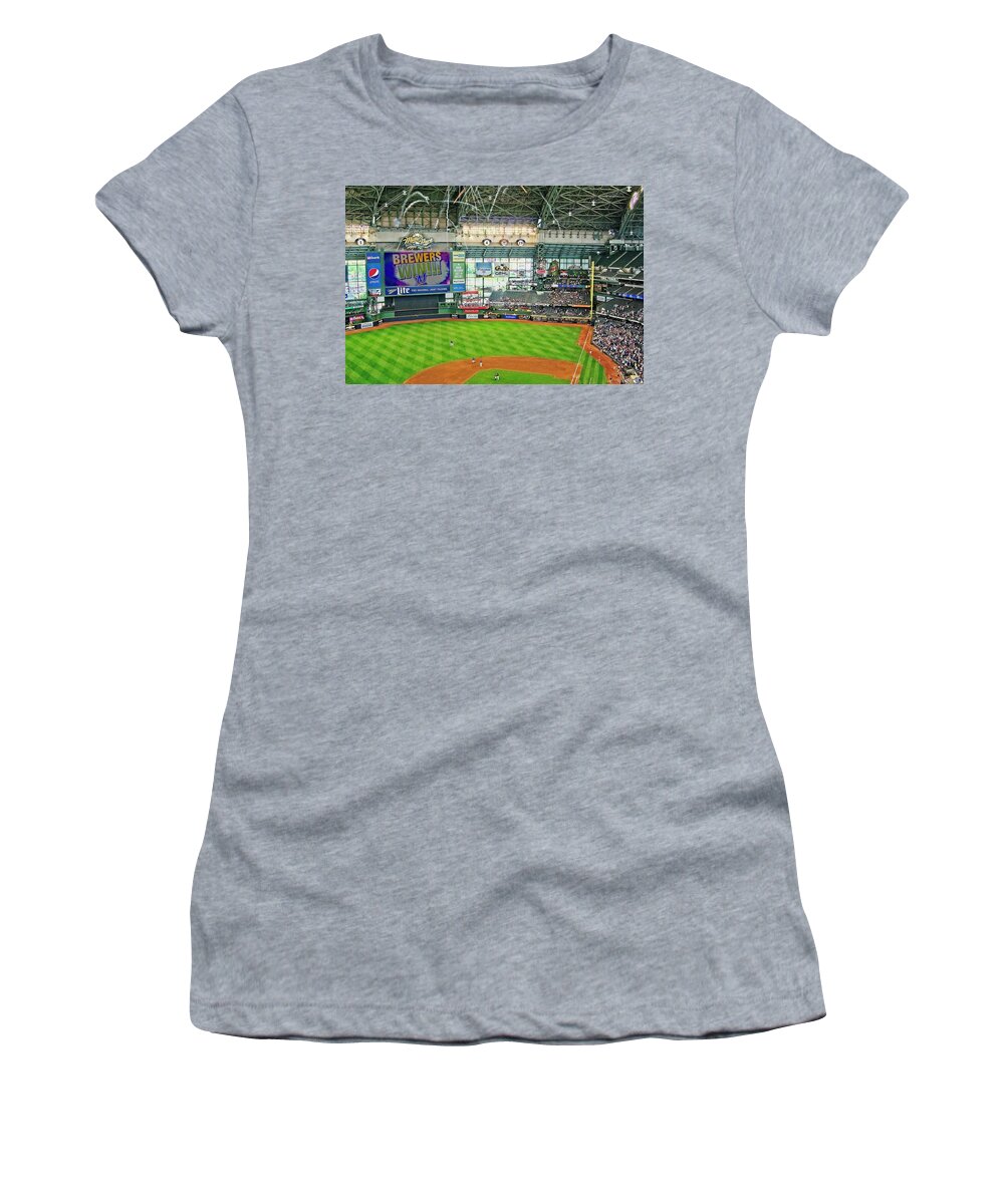 Milwaukee Women's T-Shirt featuring the photograph Miller Park Win 1, Milwaukee, Wisconsin by Steven Ralser