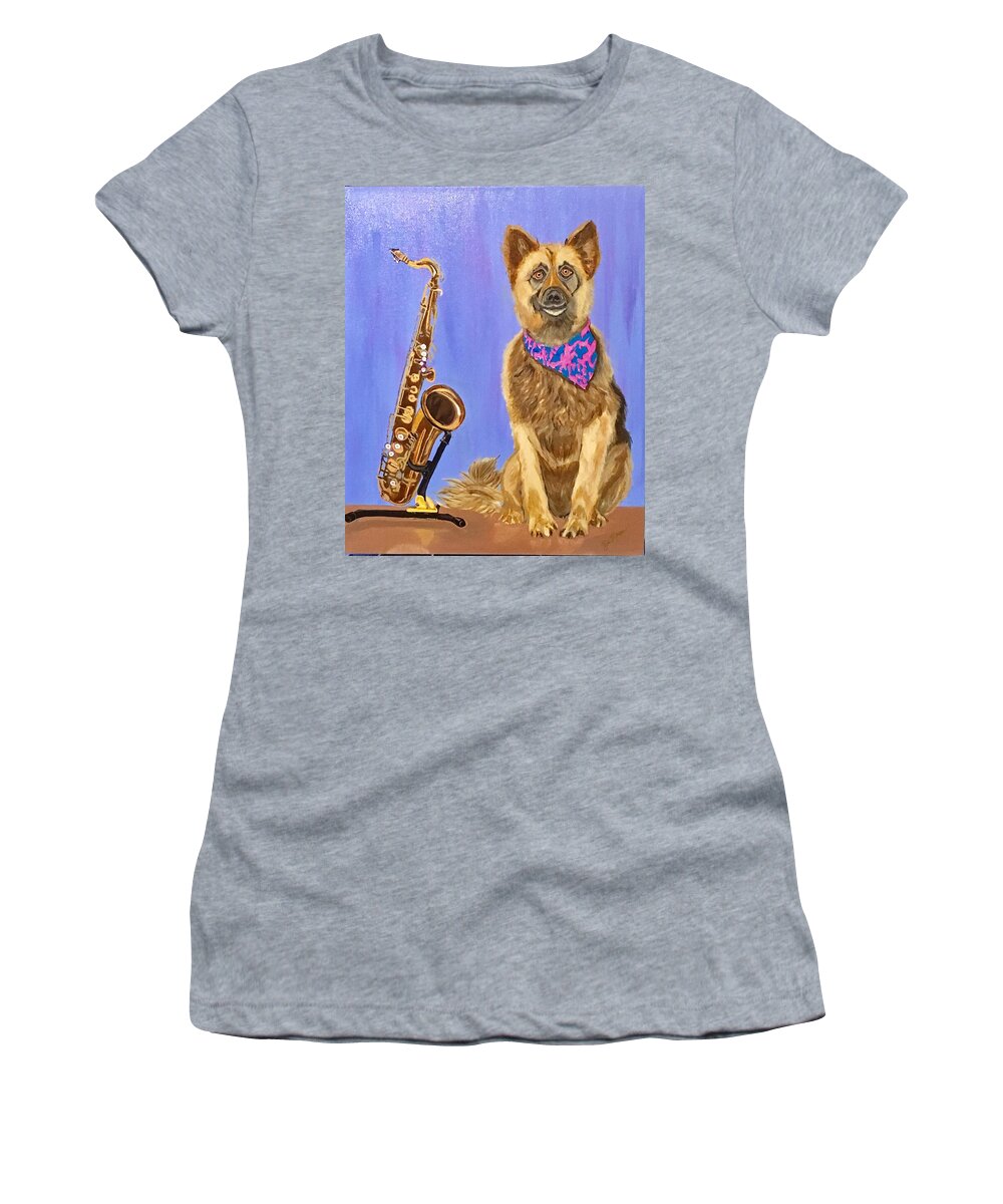  Women's T-Shirt featuring the painting Mimi and me by Bill Manson