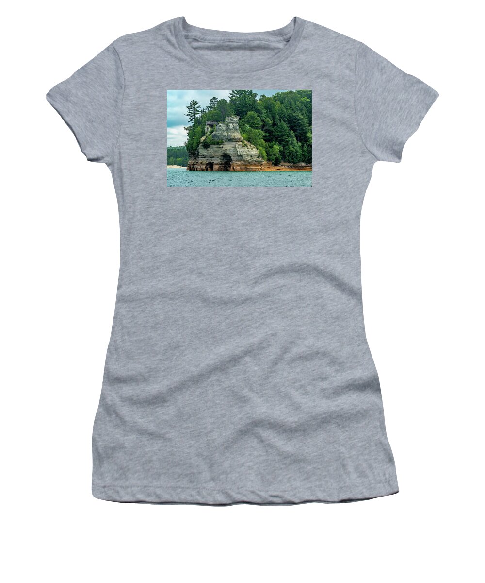 Lake Superior Women's T-Shirt featuring the photograph Miners Castle by Bill Gallagher