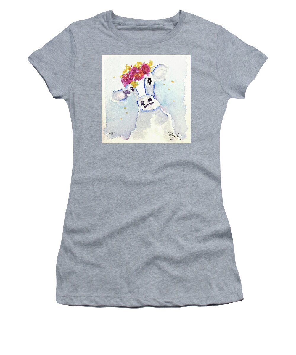 Cow Women's T-Shirt featuring the painting Mini Cow 11 by Roxy Rich