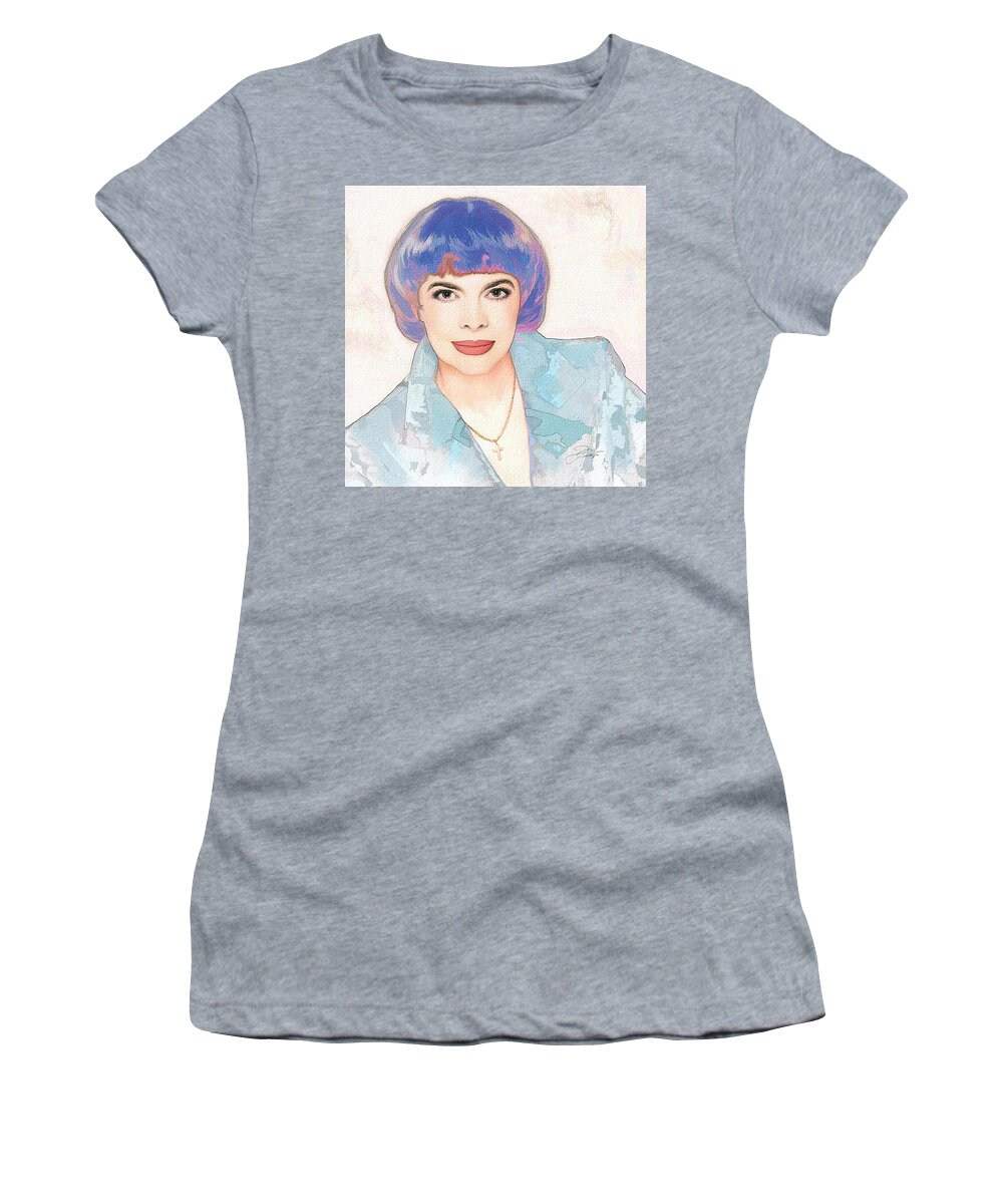 Mireille Mathieu Women's T-Shirt featuring the digital art Mireille Mathieu by Jerzy Czyz