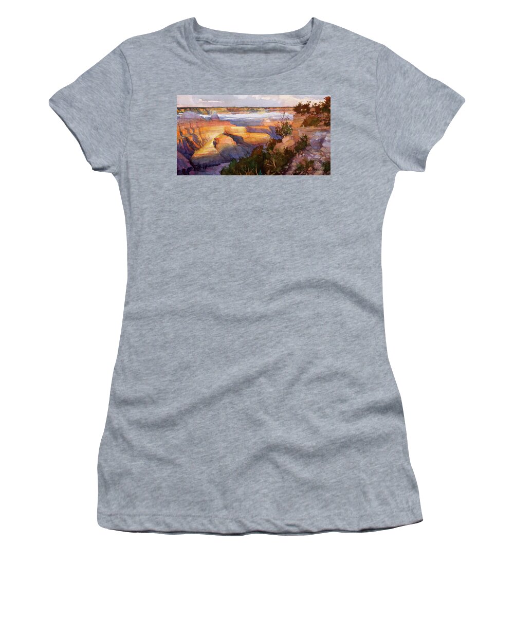 Arizona Women's T-Shirt featuring the painting Mist in the Canyon by Steve Henderson