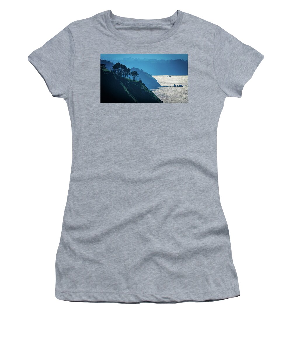 Light Women's T-Shirt featuring the photograph Misty Clifftop Seascape by Chris Lord