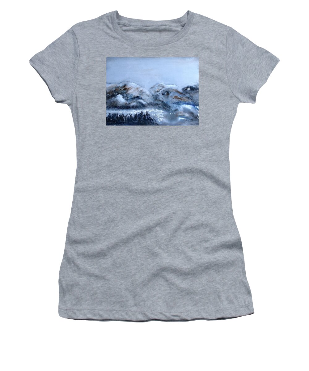 Mountains Women's T-Shirt featuring the painting Misty Mountains No. 2 by Wendy Keeney-Kennicutt
