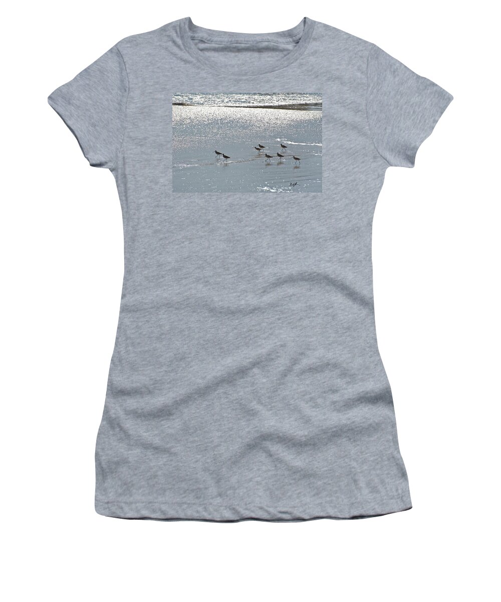 Pelicans Women's T-Shirt featuring the photograph Monterey Sandpipers by Windy Osborn