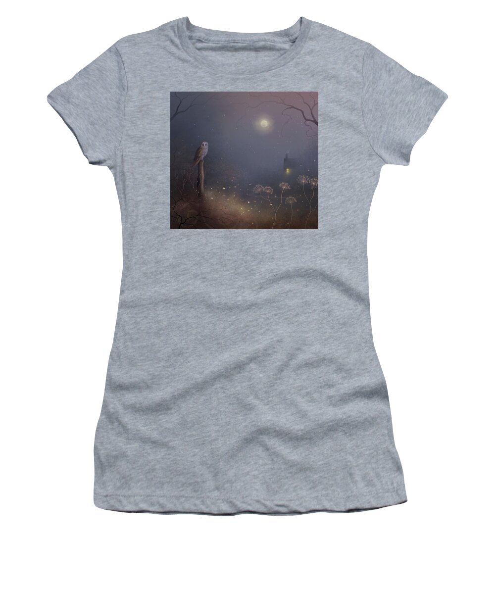 Wildlife Women's T-Shirt featuring the painting Moon Wisdom by Joe Gilronan