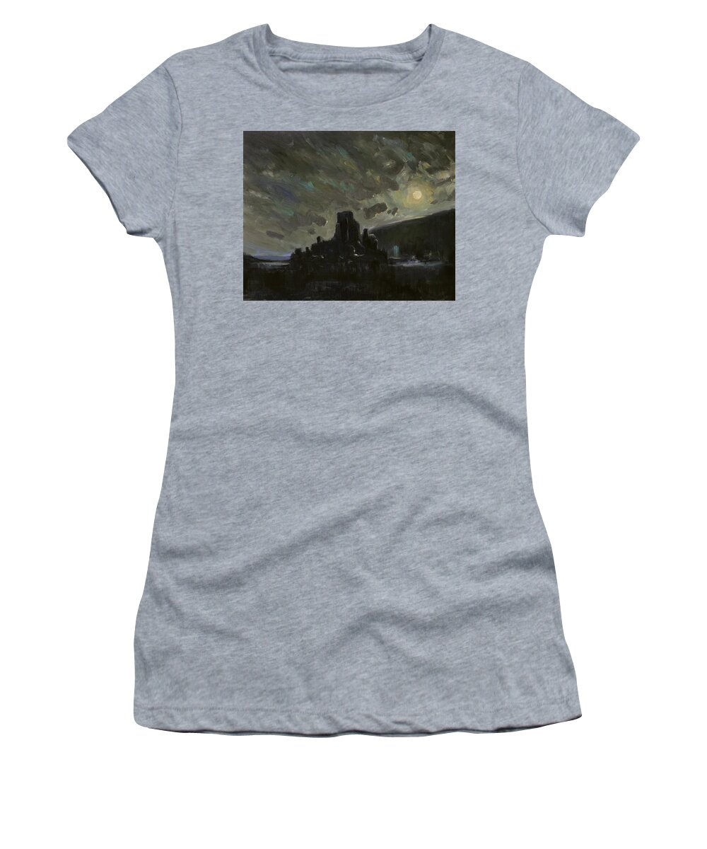 Moonrise Women's T-Shirt featuring the painting Moonrise by Nop Briex