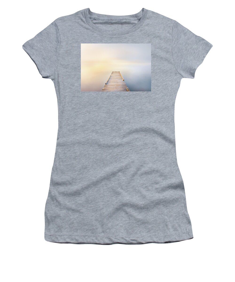 Lake Lamar Bruce Women's T-Shirt featuring the photograph Morning Colorful Mist by Jordan Hill