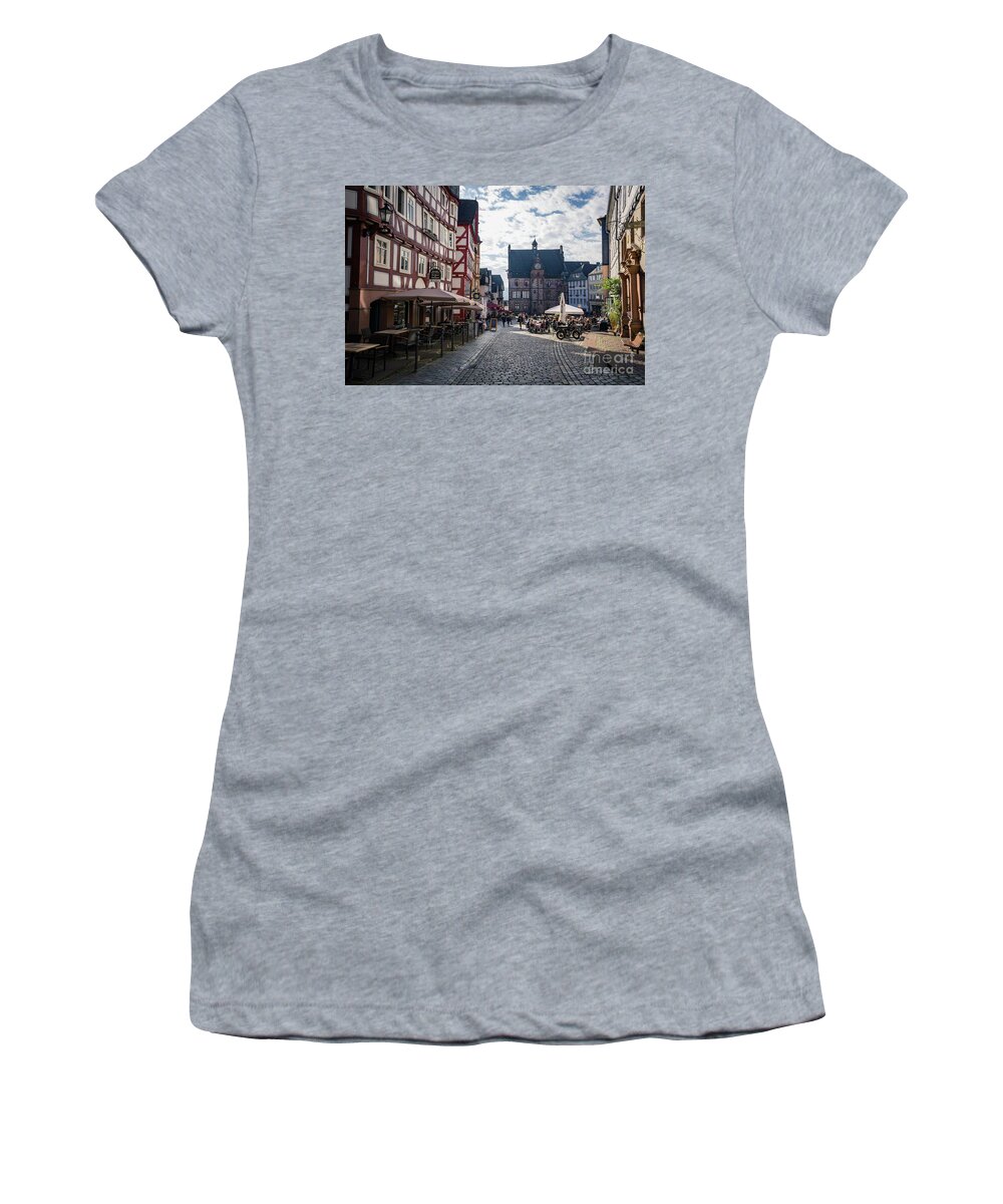 Marburg Women's T-Shirt featuring the photograph Morning in Marburgt Old City by Eva Lechner
