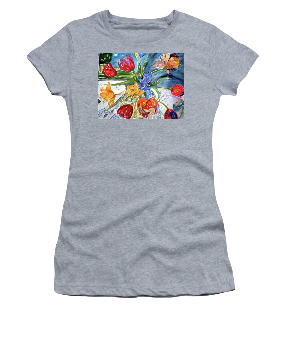 Morning Women's T-Shirt featuring the painting Morning News by Genevieve Holland