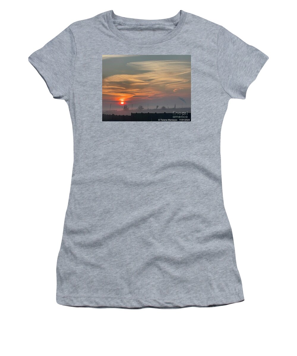 Clouds Women's T-Shirt featuring the photograph Morning walks by Tiziana Maniezzo