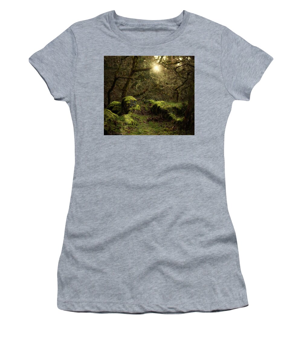 Moss Women's T-Shirt featuring the photograph Mossy Rocks at Mill Hill Victoria by Naomi Maya