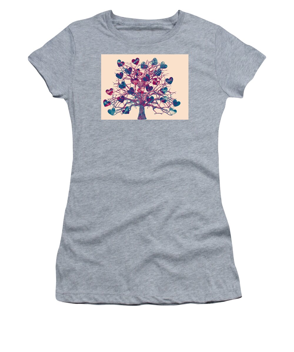 Motivational Women's T-Shirt featuring the digital art Motivational Tree Of Hope With Soft Pink Background by Michelle Liebenberg
