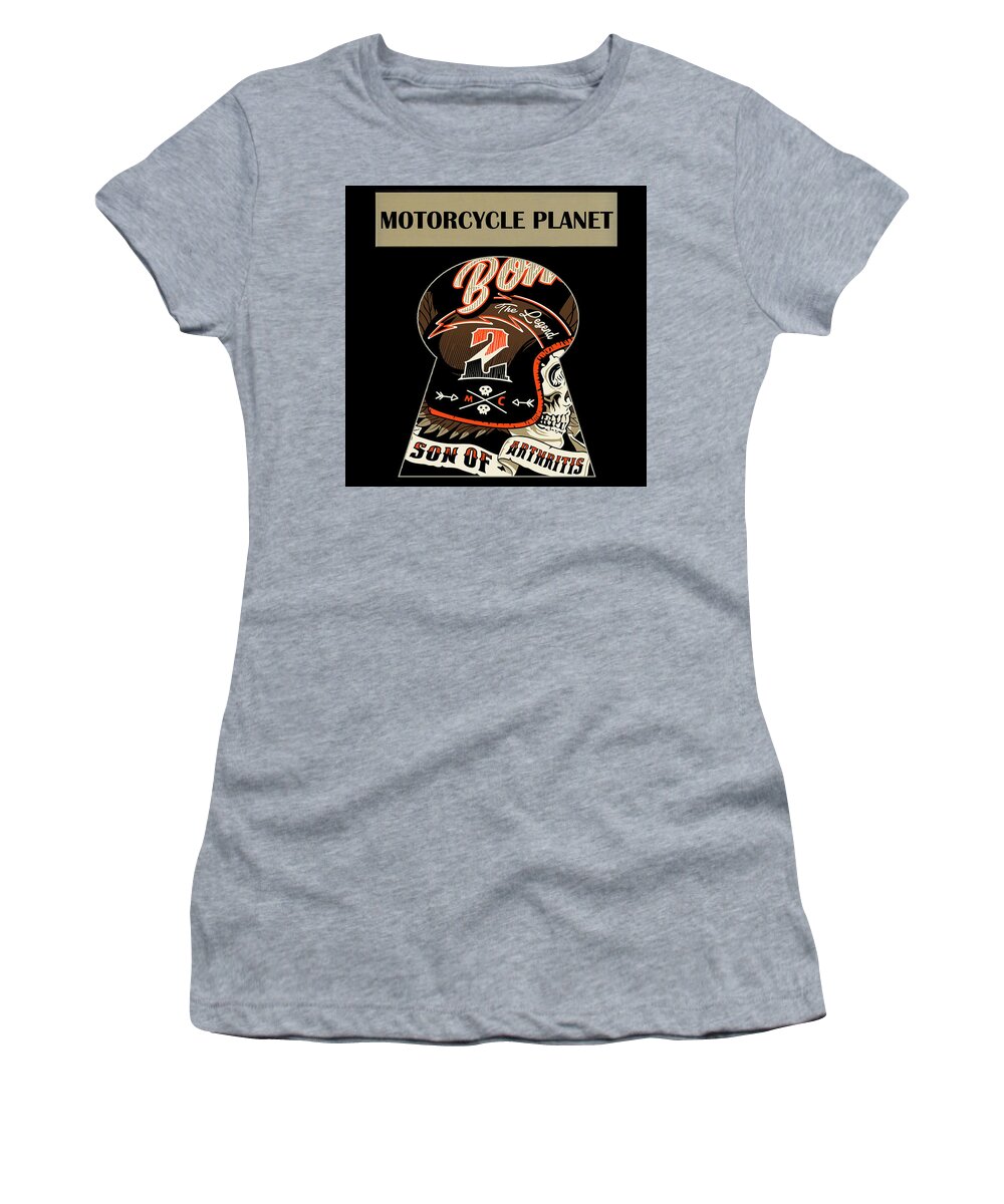 Motorcycle Planet Women's T-Shirt featuring the digital art Motorcycle Planet Logo by Long Shot