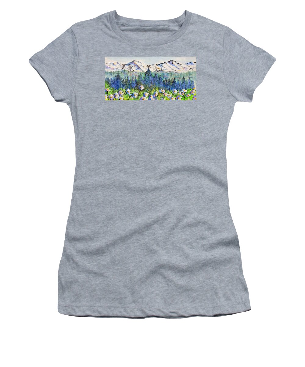 Mountains Women's T-Shirt featuring the painting Mountain Blues by Diane Phalen