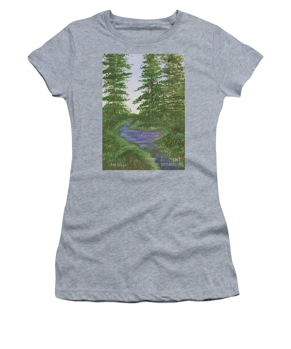 Mountain Brook By Norma Appleton Women's T-Shirt featuring the painting Mountain Brook by Norma Appleton