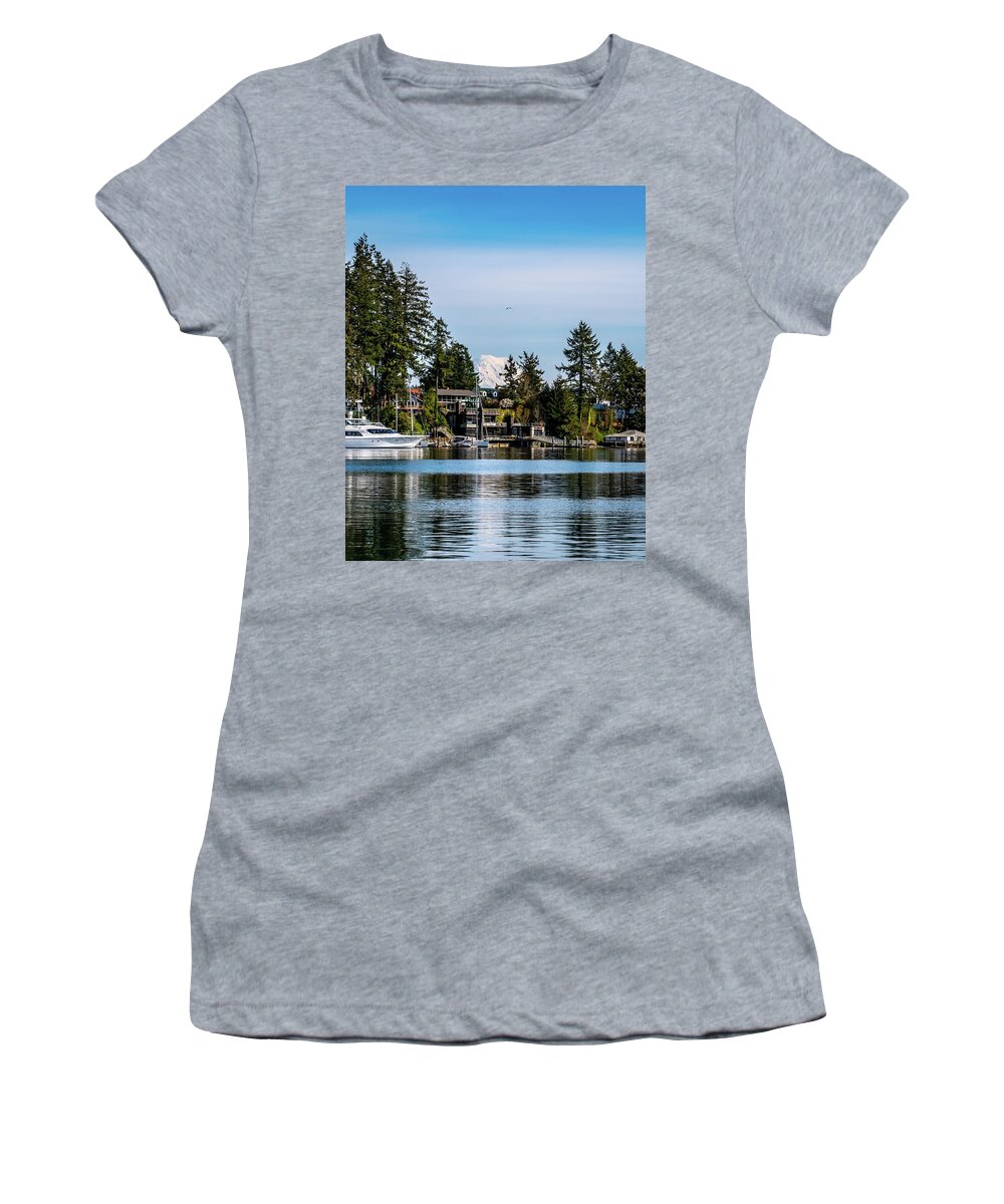 Mount Rainier Women's T-Shirt featuring the photograph Mountain Peek by Clinton Ward