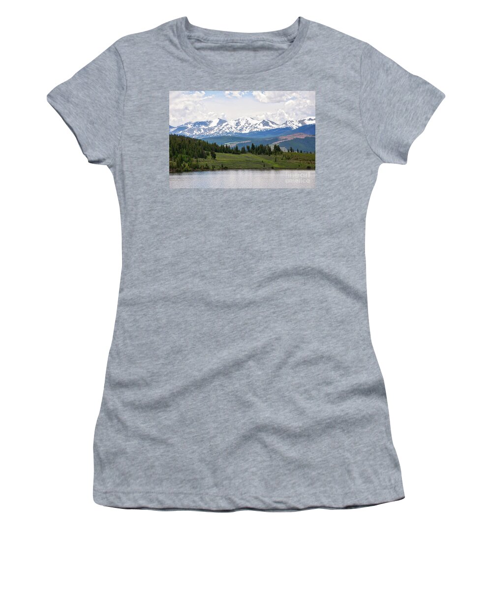 Colorado Women's T-Shirt featuring the digital art Mountain Range Above Lake Dillon by Kirt Tisdale
