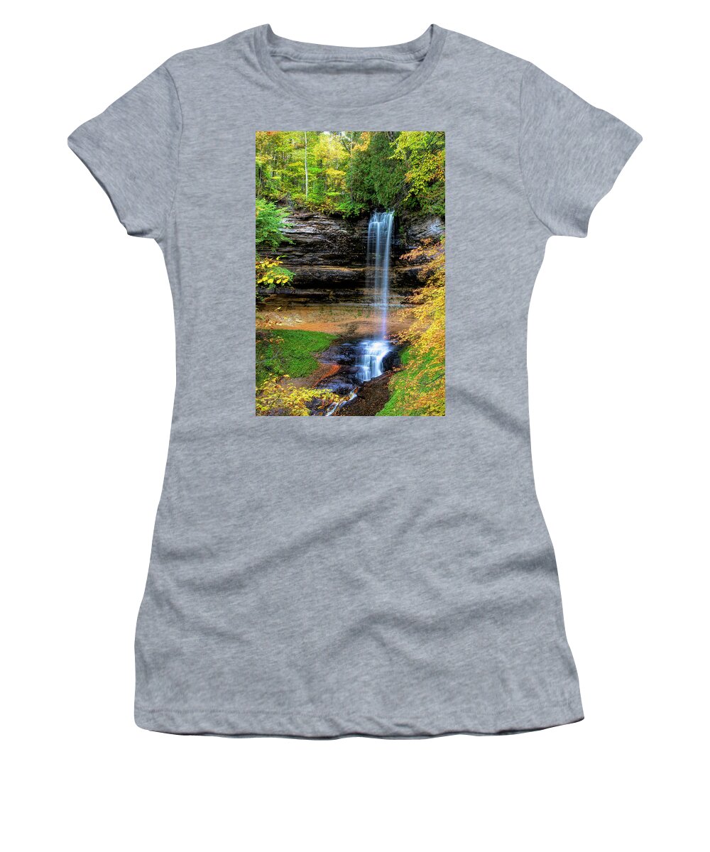 Munising Women's T-Shirt featuring the photograph Munising Falls by Cheryl Strahl