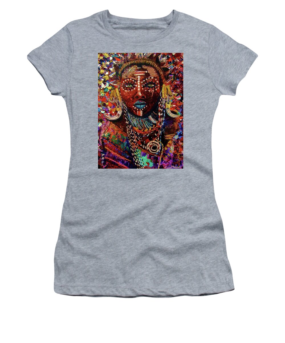Africa Women's T-Shirt featuring the painting Mursi by Kowie Theron