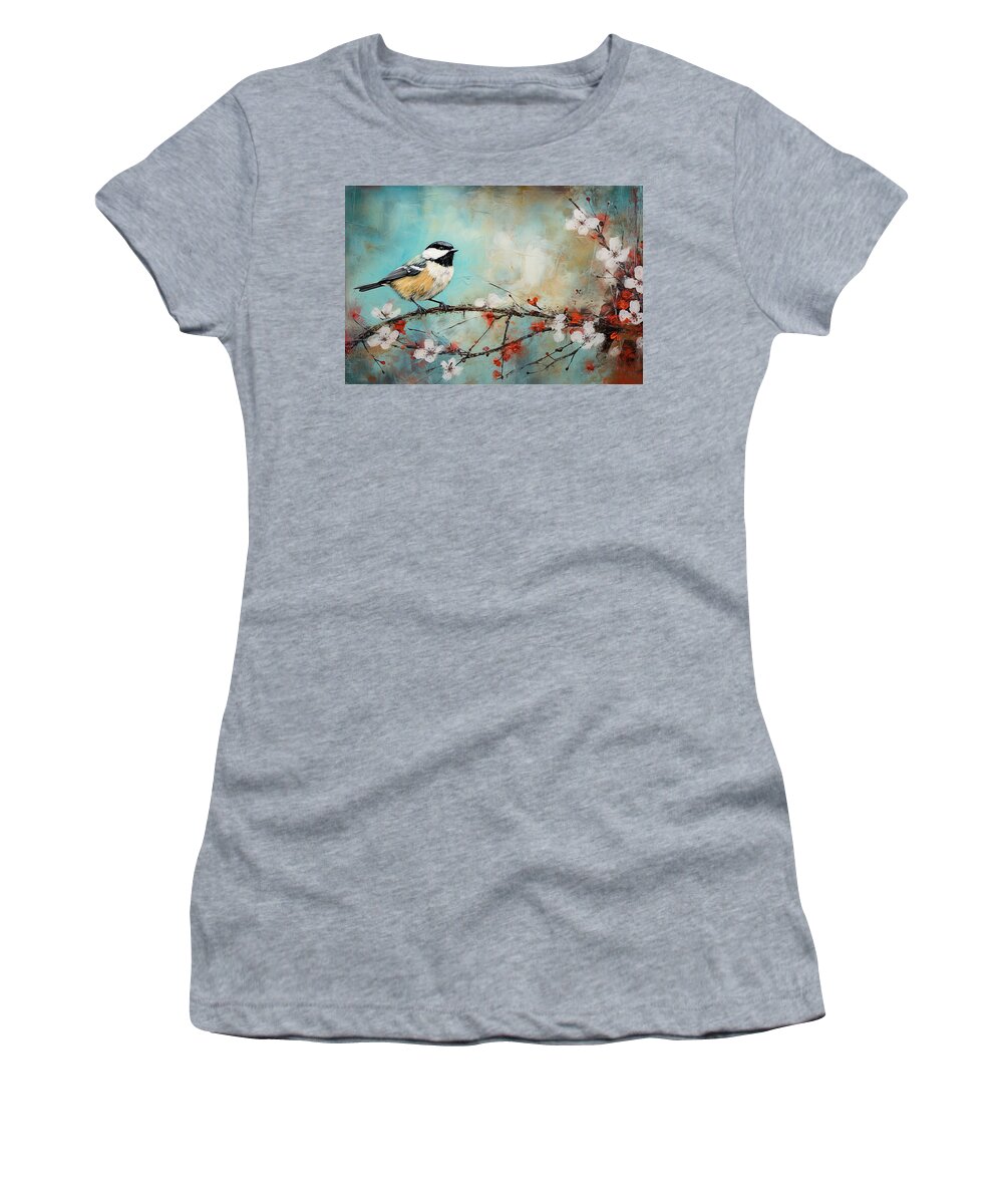 Chickadee Women's T-Shirt featuring the digital art My Little Chickadee by Peggy Collins