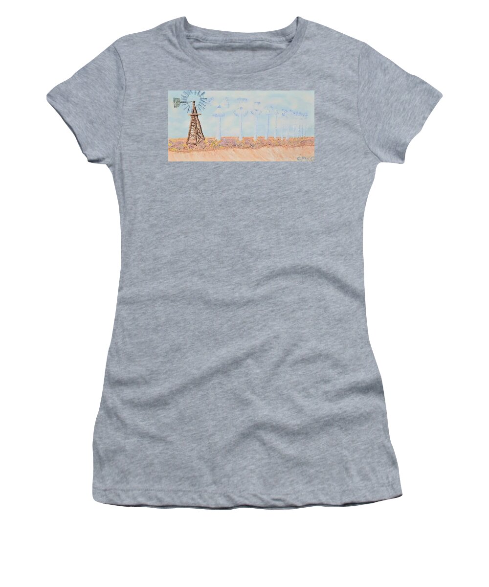 Landscape Women's T-Shirt featuring the painting My Winds of Change by Christina Knight
