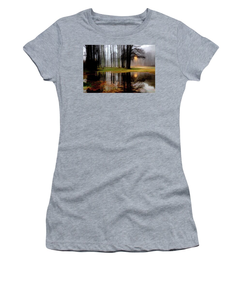 Carolina Women's T-Shirt featuring the photograph Mysterious Forest Reflections Abstract Painting by Debra and Dave Vanderlaan