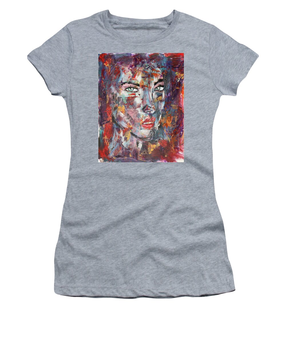 Portrait Women's T-Shirt featuring the painting Mysterious Woman by Mark Ross