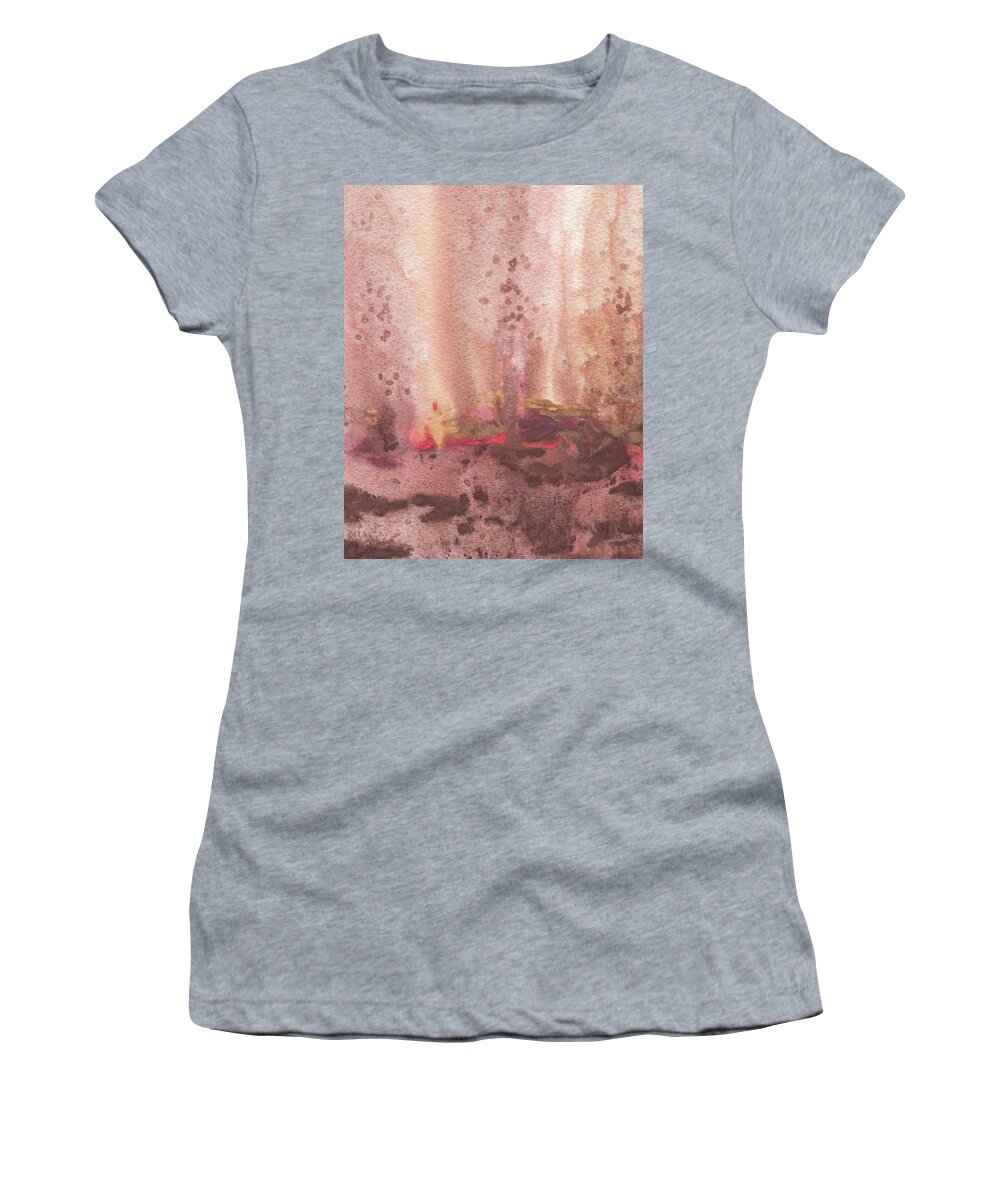 Mist Women's T-Shirt featuring the painting Mystic Landscape Abstract Watercolor I by Irina Sztukowski