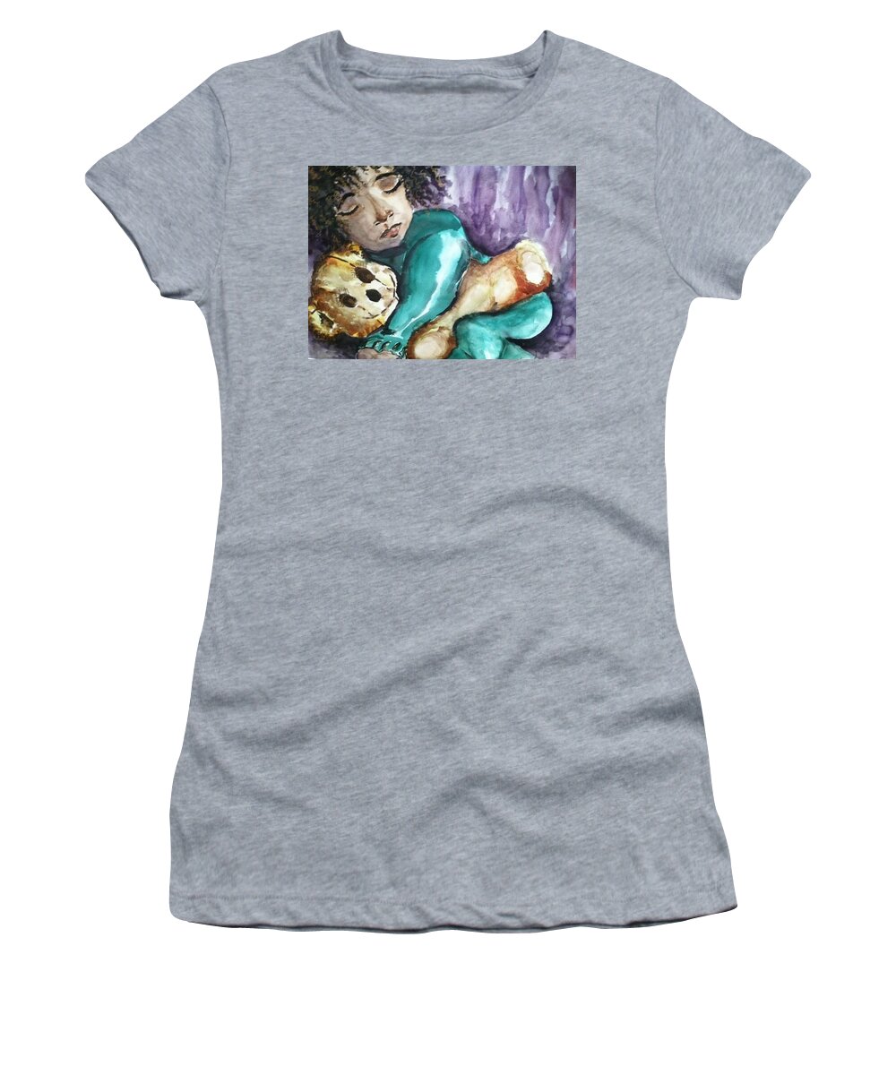  Women's T-Shirt featuring the painting Naptime by Angie ONeal