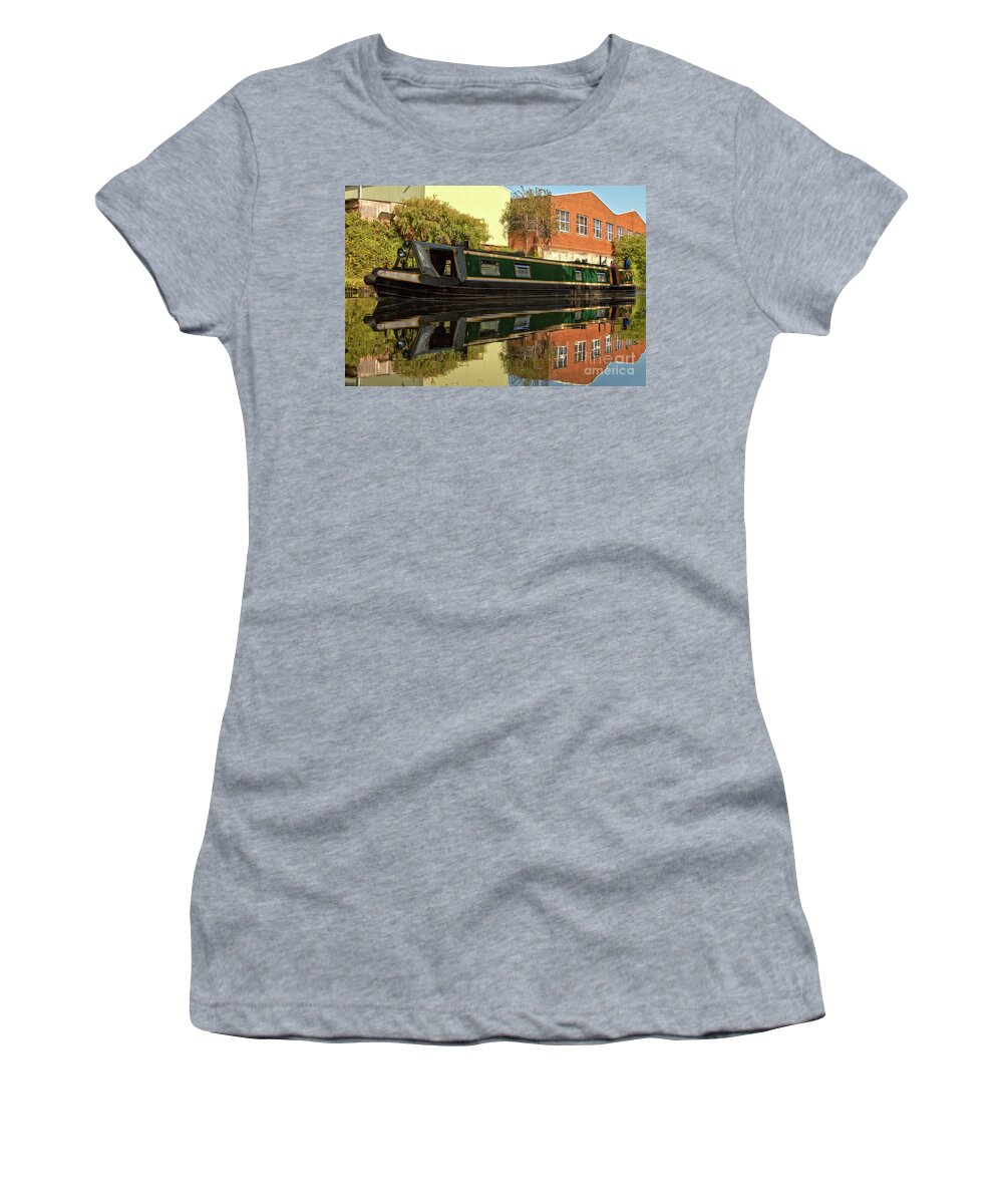 Canals Women's T-Shirt featuring the photograph Narrowboat Symmetry by Stephen Melia