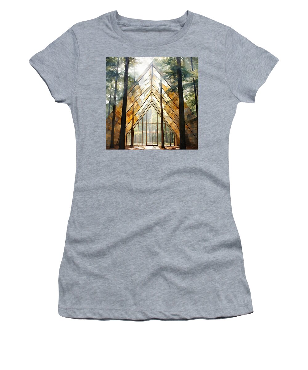 Modern Art Women's T-Shirt featuring the painting Nature and Architecture Art by Lourry Legarde