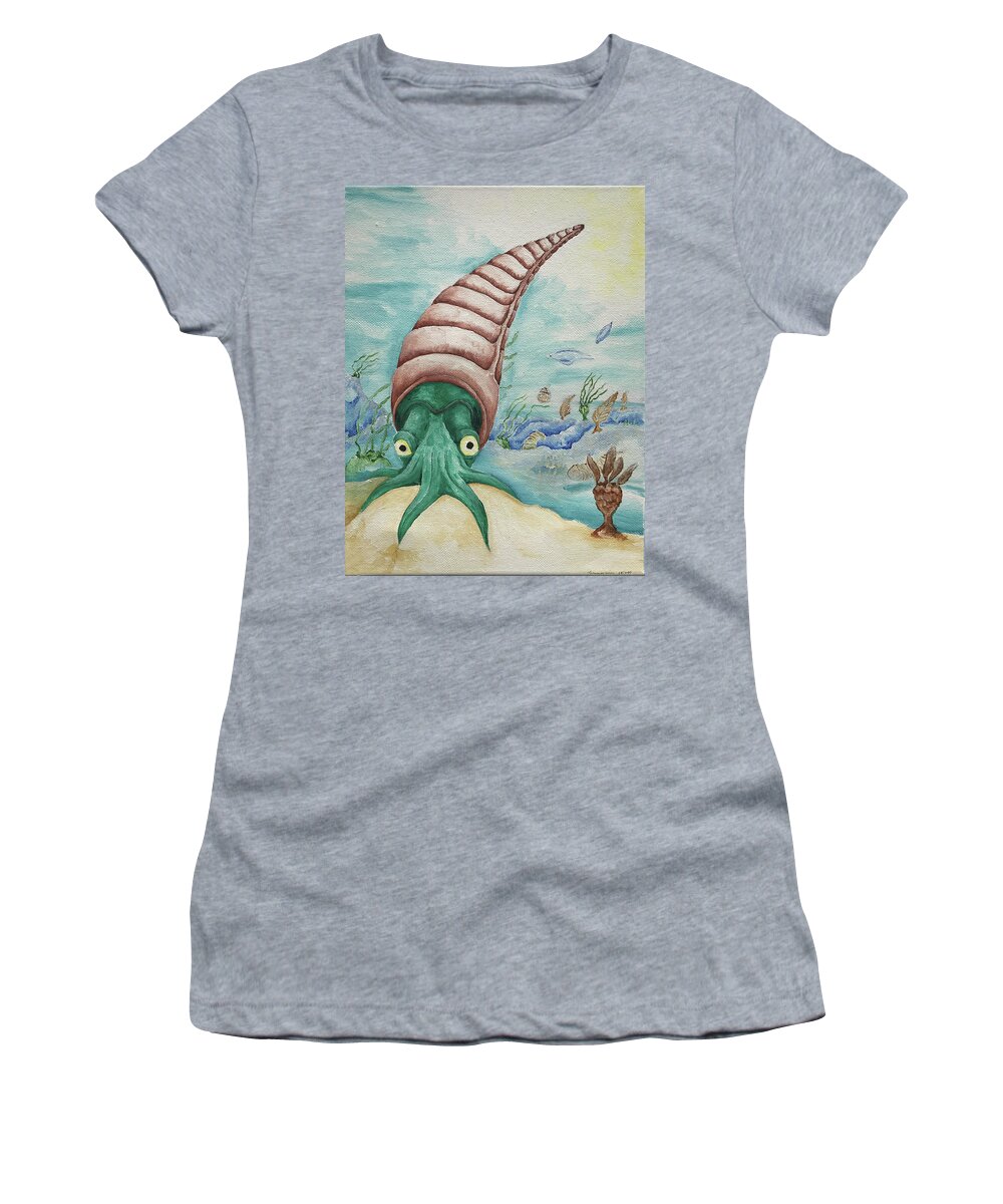 Nautiloid Women's T-Shirt featuring the painting Nautiloid by Teresamarie Yawn