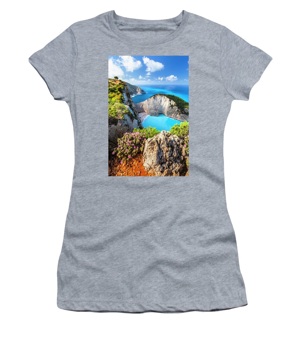 Greece Women's T-Shirt featuring the photograph Navagio Bay by Evgeni Dinev