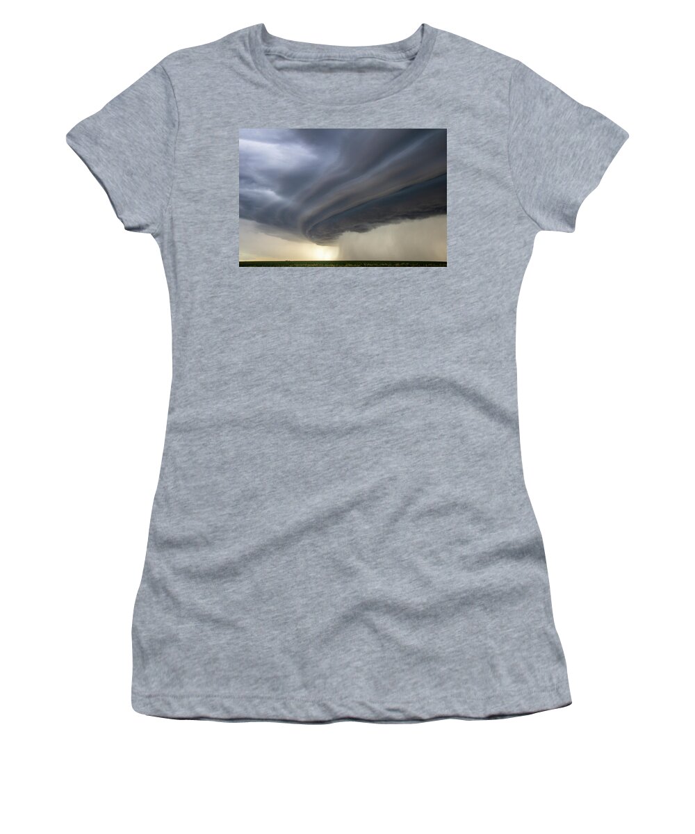 Nebraskasc Women's T-Shirt featuring the photograph Nebraska Shelf Cloud Madness 022 by Dale Kaminski
