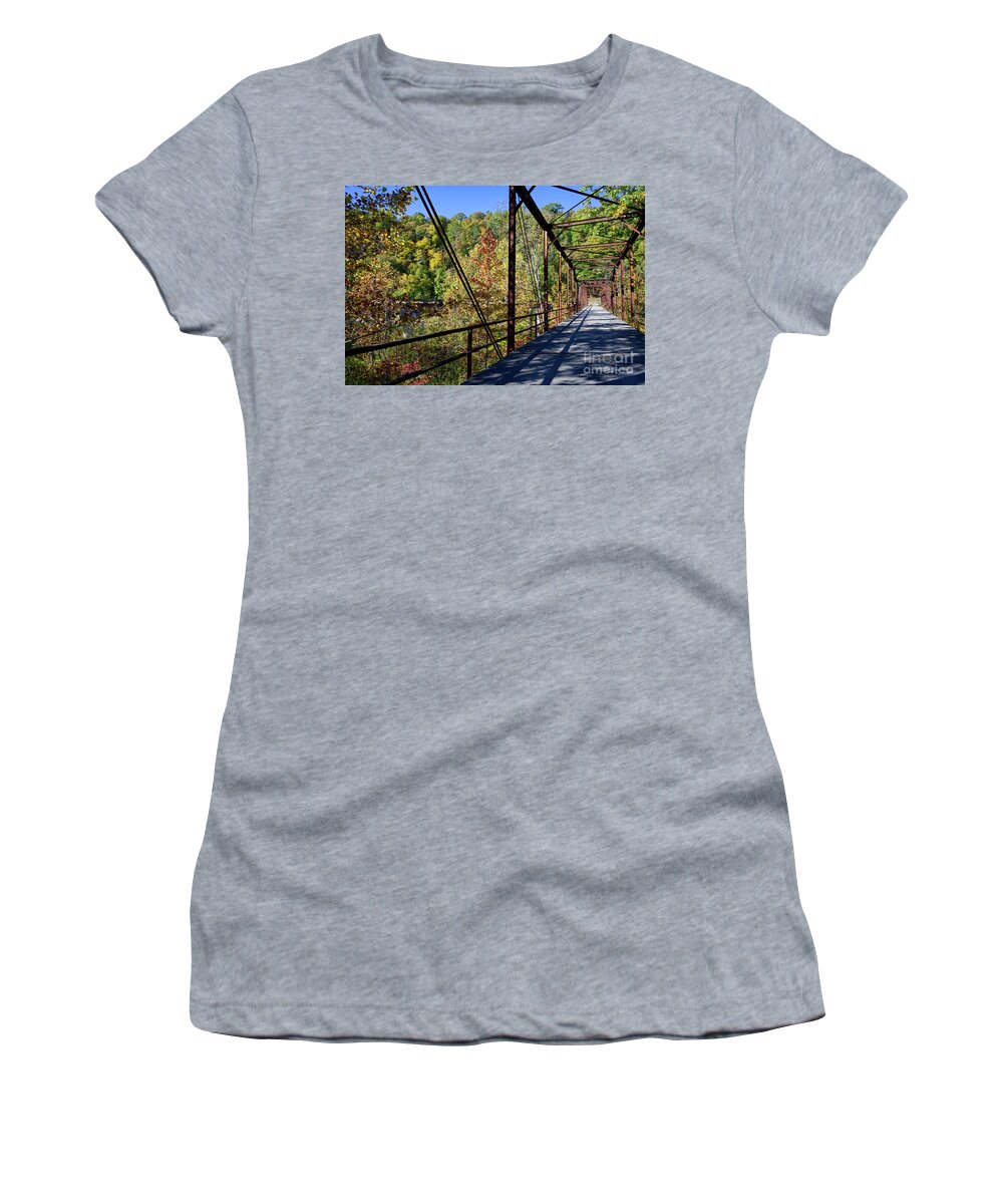 Obed Wild And Scenic River National Park Women's T-Shirt featuring the photograph Nemo Bridge 4 by Phil Perkins