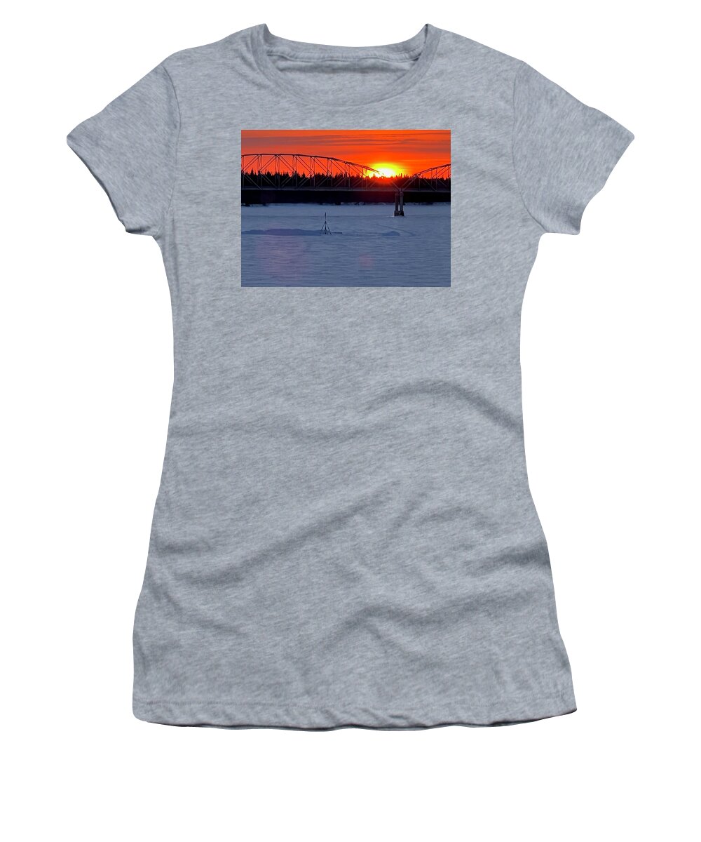 Nenana Women's T-Shirt featuring the photograph Nenana Sunset by Barbara Von Pagel