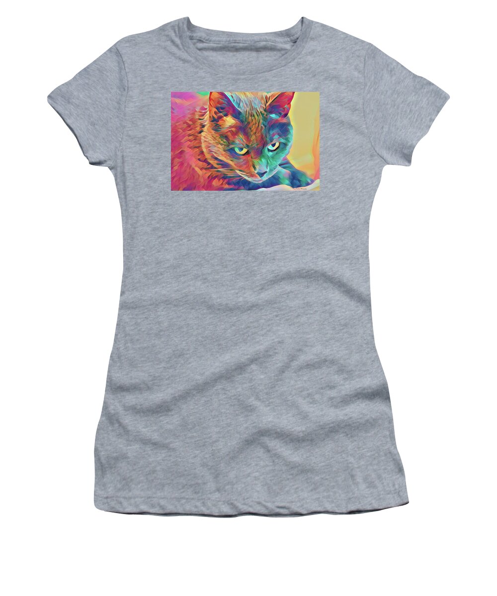 Cat Women's T-Shirt featuring the photograph Neon Cat 2 by Mary Walchuck