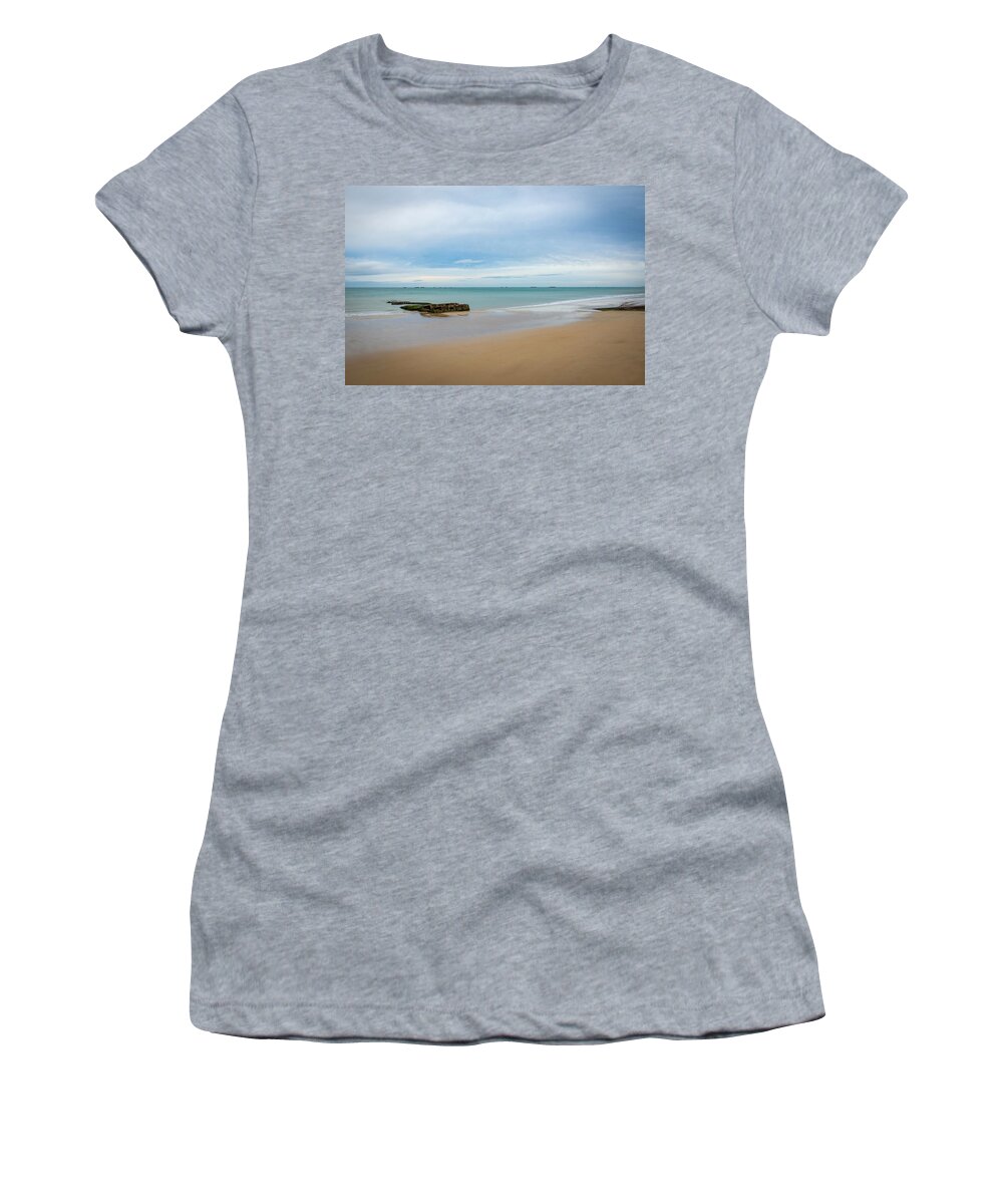Normandy Beach Women's T-Shirt featuring the photograph Never Forget Normandy by Rebecca Herranen